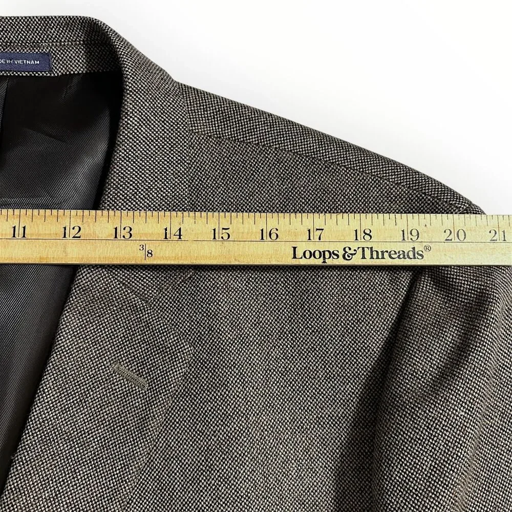STAFFORD Classic fit Mens Blazer Sport Coat 2-Button Jacket 46R MerinoWOOL Brown